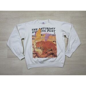 Vintage Saturday Evening Post Sweatshirt (M) Womans 1990's Tiger Graphic Nature
